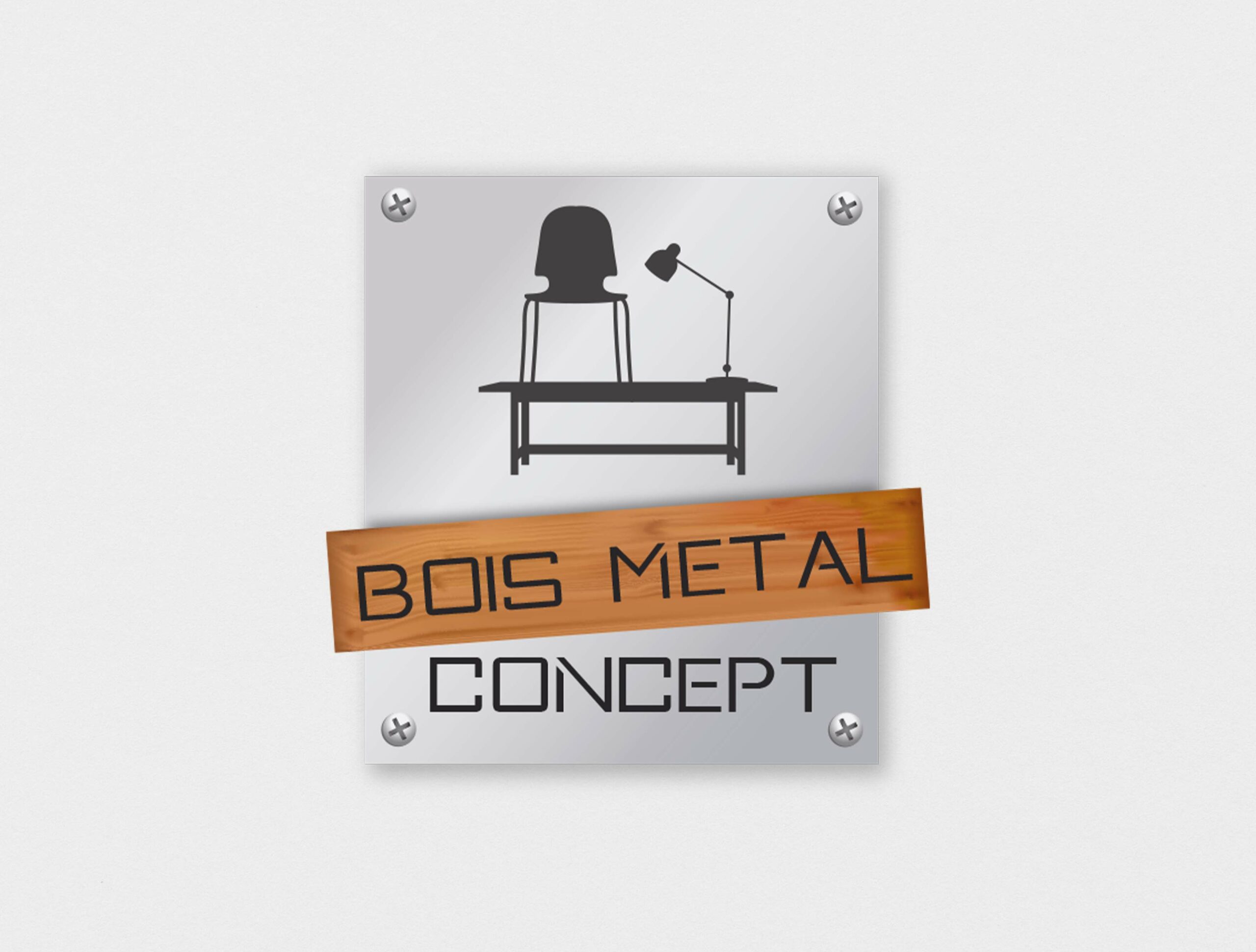 logo bois metal concept